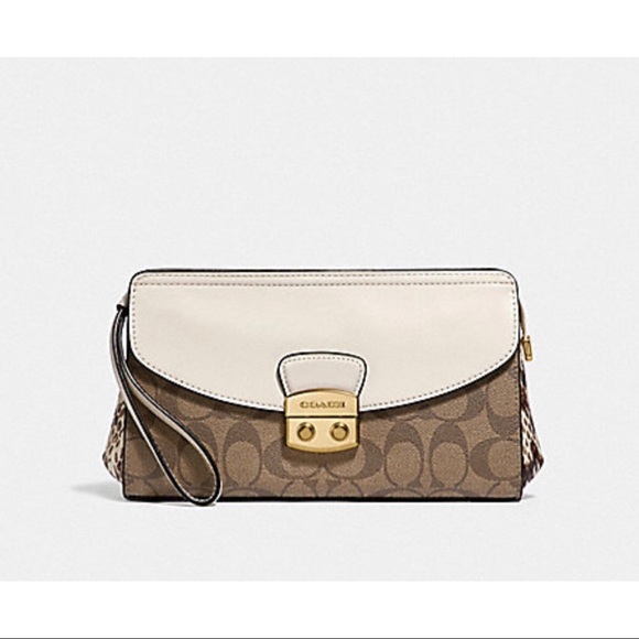 Coach Handbags - Coach FLAP CLUTCH KHAKI MULTI /IMITATION GOLD